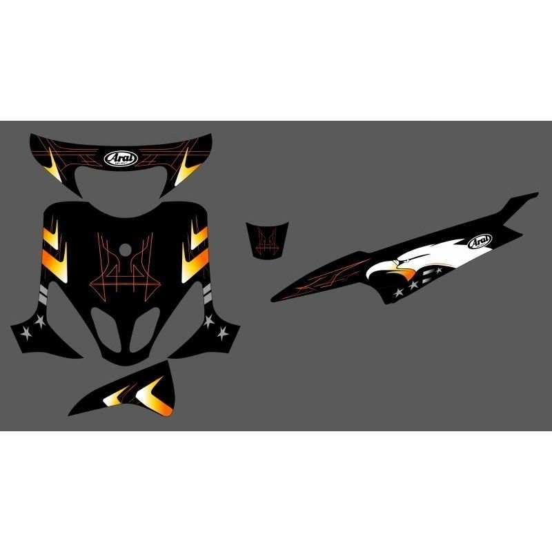 STRIPING STICKER YAMAHA MIO SPORTY SEMI DECAL BAHAN TRANSPARAN MOTIF ARAI ELANG CUSTOM BURUNG ARAI E