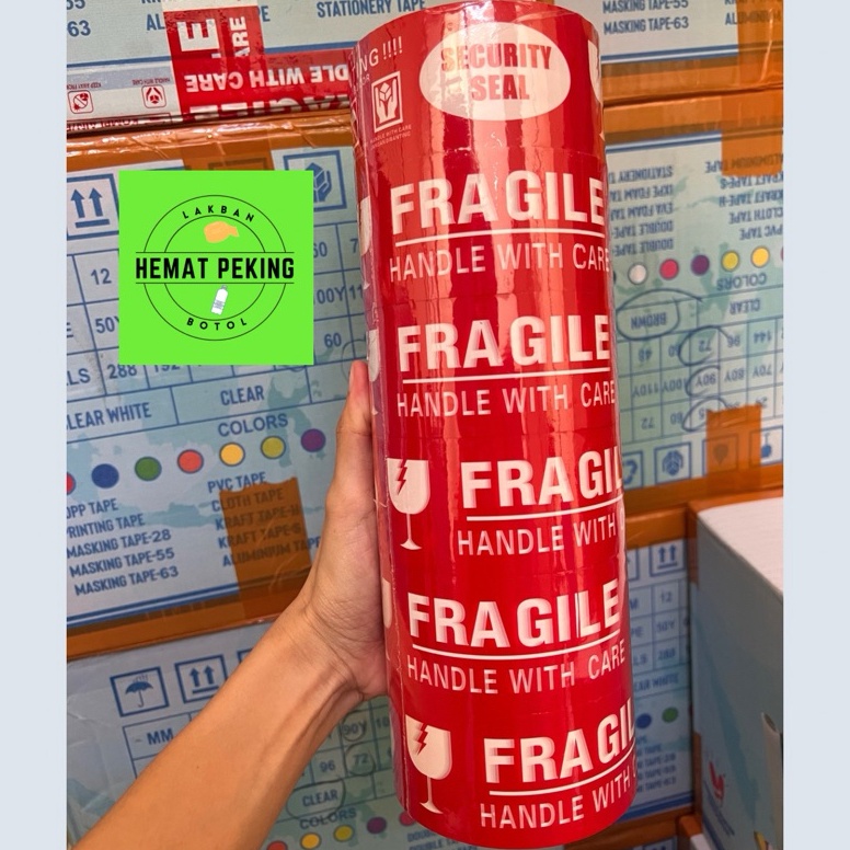 

KODE E94A Lakban Fragile Merah 1 Slop Isi 6 Pcs JANGAN DIBANTING dan Video Unboxing