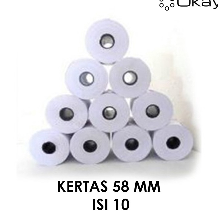

OKAY kertas thermal struk printer kasir ppob 58x4 mm premium hitam warna jelas isi 1 ROOL
