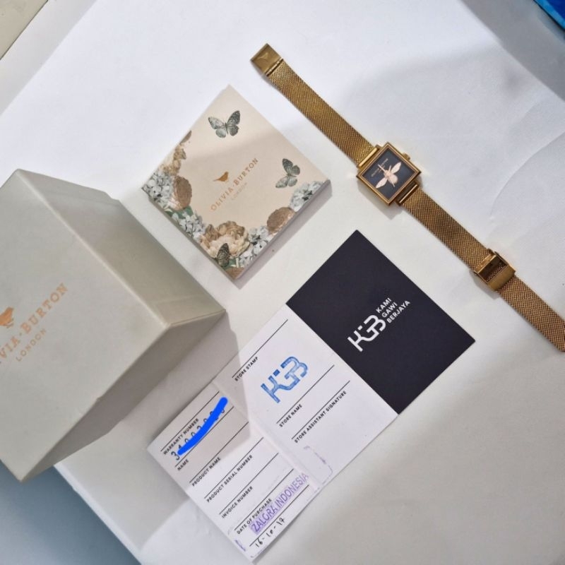 Preloved OLIVIA BURTON Original OB Seri Square Dial 3D Bee (Rose Gold) Jam Tangan Persegi Watch n Co