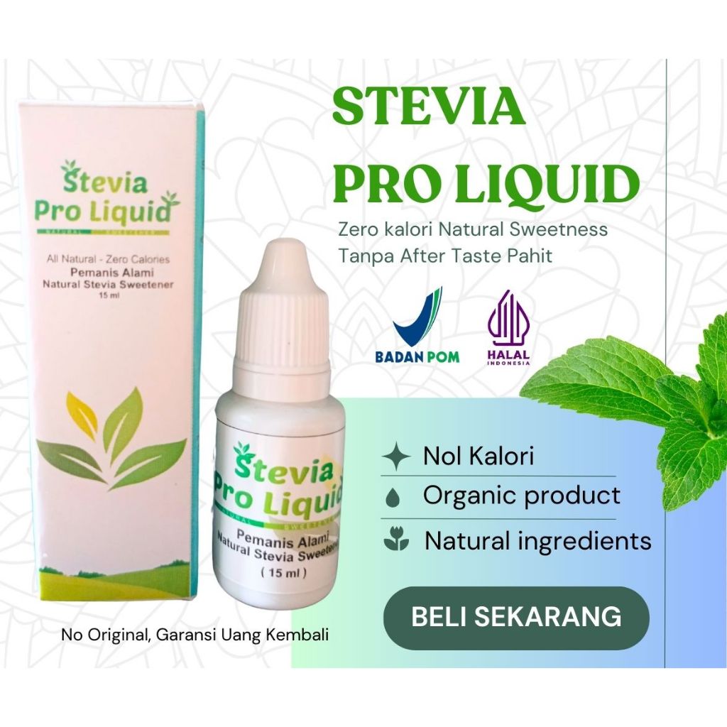 

PROMO!! STEVIA PRO LIQUID 15ML ORIGINAL NOL KALORI GULA CAIR