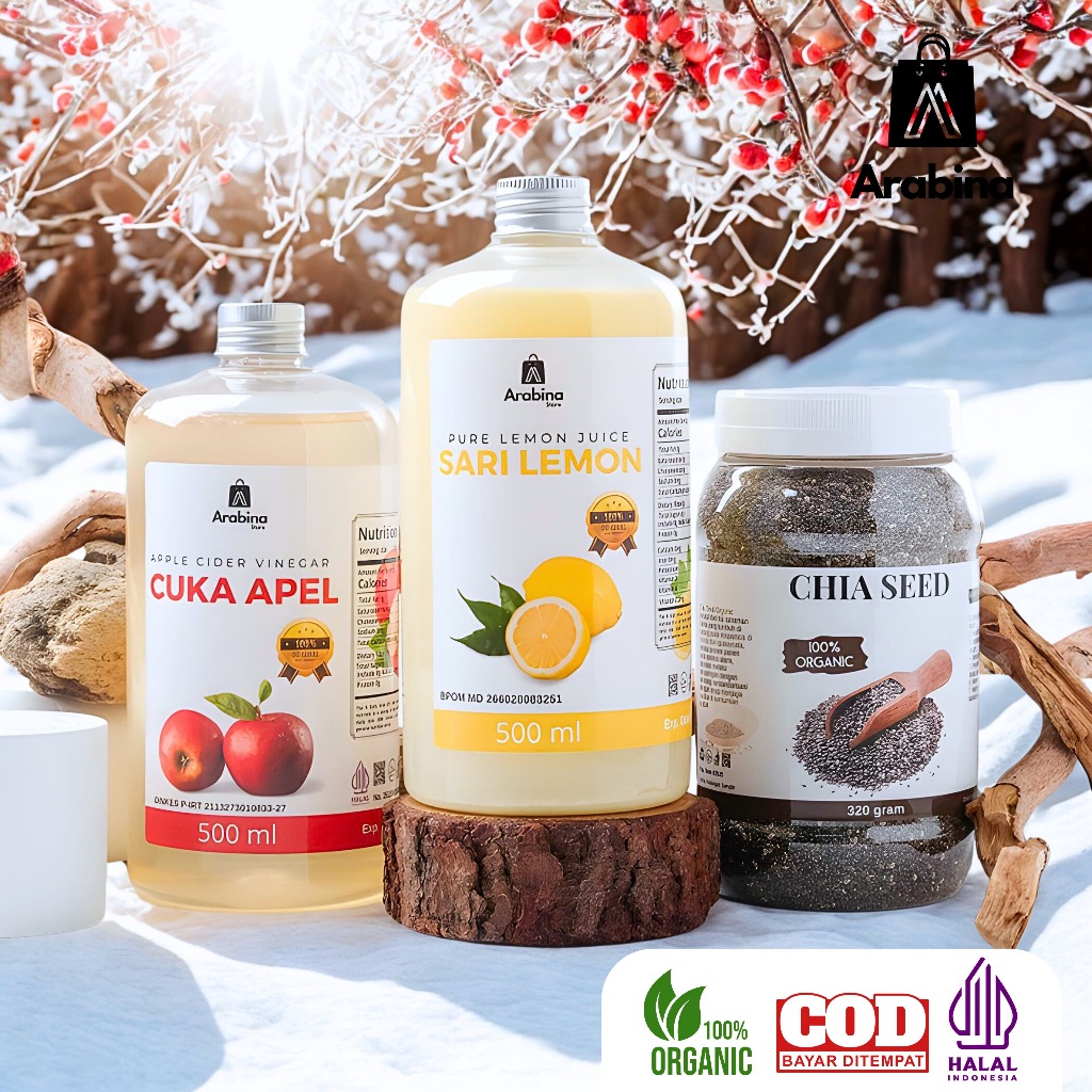 

Arabina Paket Suplemen Diet Detoks 100% Alami Organik Chia Seed Cuka Apel Sari Lemon