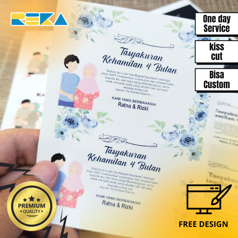 

Sticker dan Kartu Ucapan Stiker Card Tasyakuran Kehamilan 4 Bulanan Free Design
