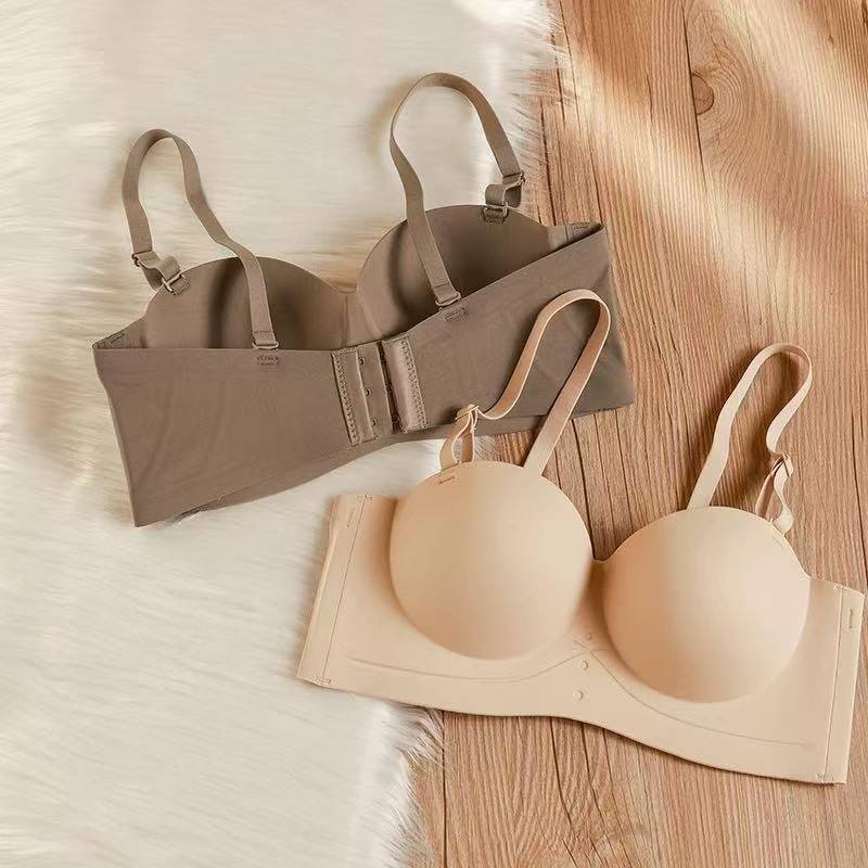 New Miss curiosity Bra Tanpa Tali & Kawat Setengah Cup, Push-Up Dada Kecil, Tanpa Jahitan