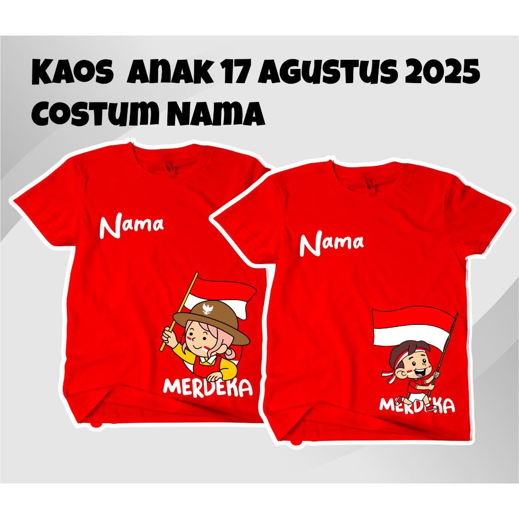 Kaos Anak 17 Agustus 2025 Costum Nama / Kaos 17 Agustus ke 80 / Kaos anak