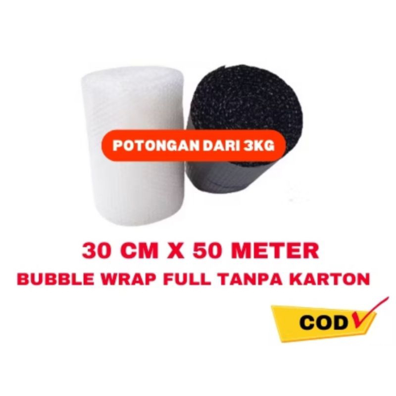 

BUBBLE WRAP POTONG 30 CM X 50 METER HITAM/BENING/TEBAL