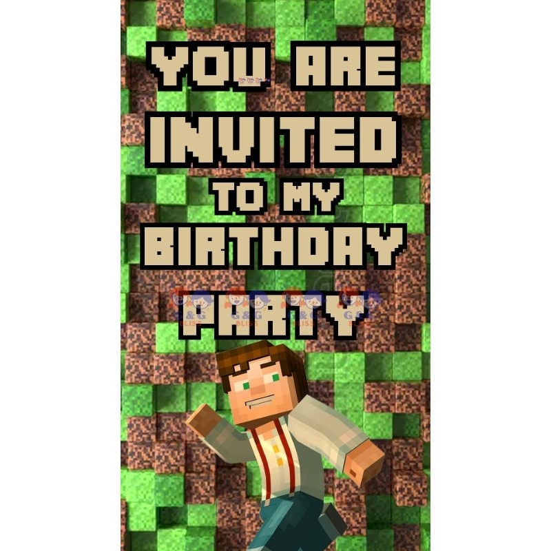 Ay00 Undangan Digital Ulang Tahun Anak Laki laki Undangan Video ultah - MINECRAFT