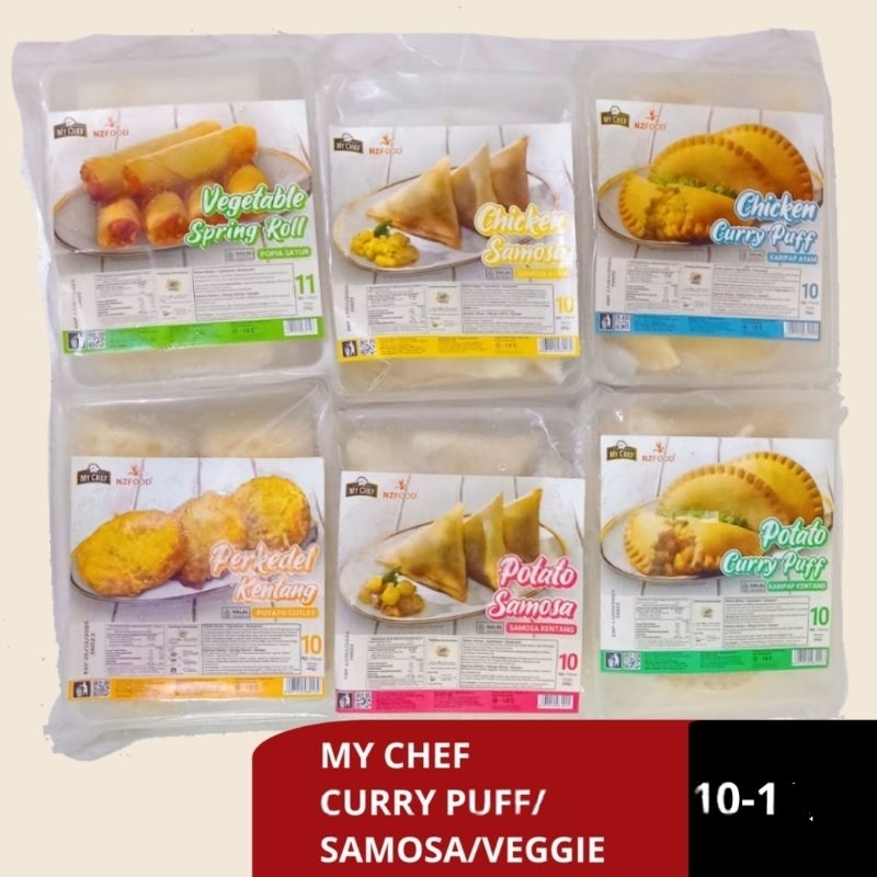 

Frozen Food / Makanan Siap Saji MYChef NZ 250 Gr Varian Potato Samosa, Chicken Curry Puff, Chicken Samosa