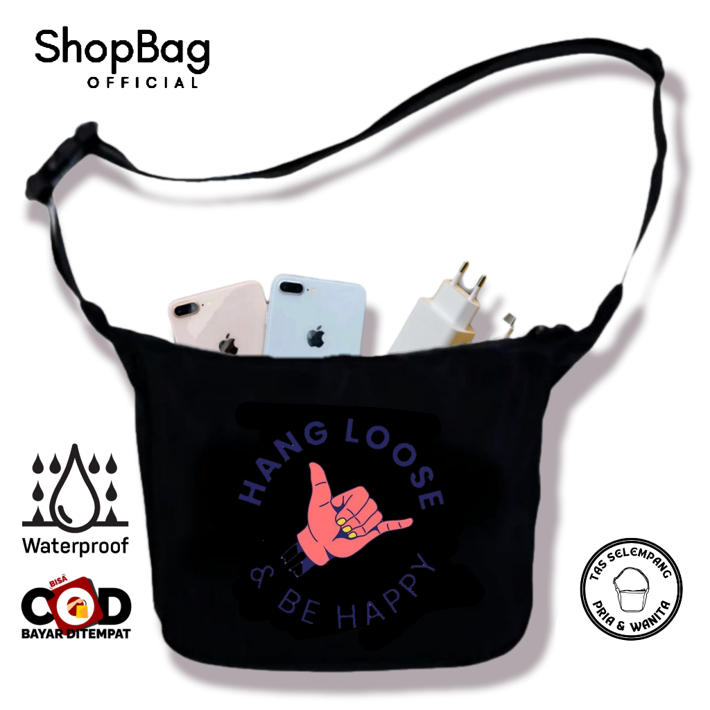 Tas Selempang Pria Motif Gambar Slempang Kasual Cowok Hitam Sling Bag Bahu Kekinian Murah | Untuk Ke