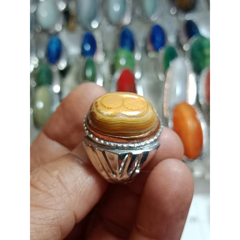 batu cincin motif angka 8 ring monel dim 20*16*5 size ring 8
