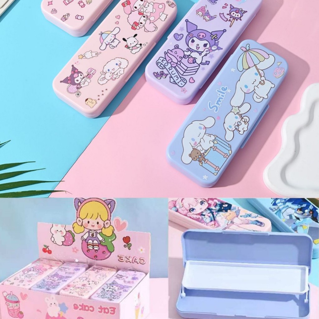 

{Sanrio} Kotak Pensil 2 Tingkat Lucu Imut Unik Aesthetic Karakter Sanrio