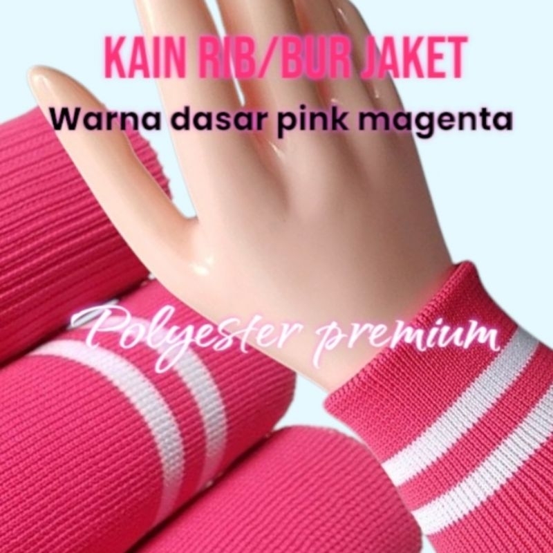kain rib polyester warna pink salur dan polos perlembar