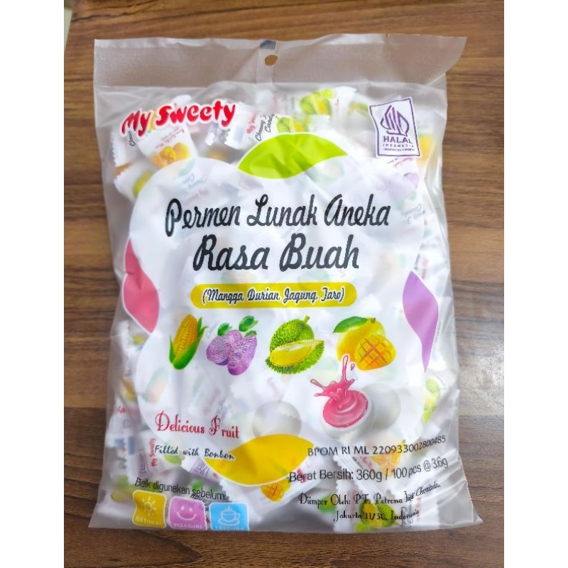 

Permen Lunak Aneka Rasa Buah My Candy/ My Sweety 360Gram(100pcs)