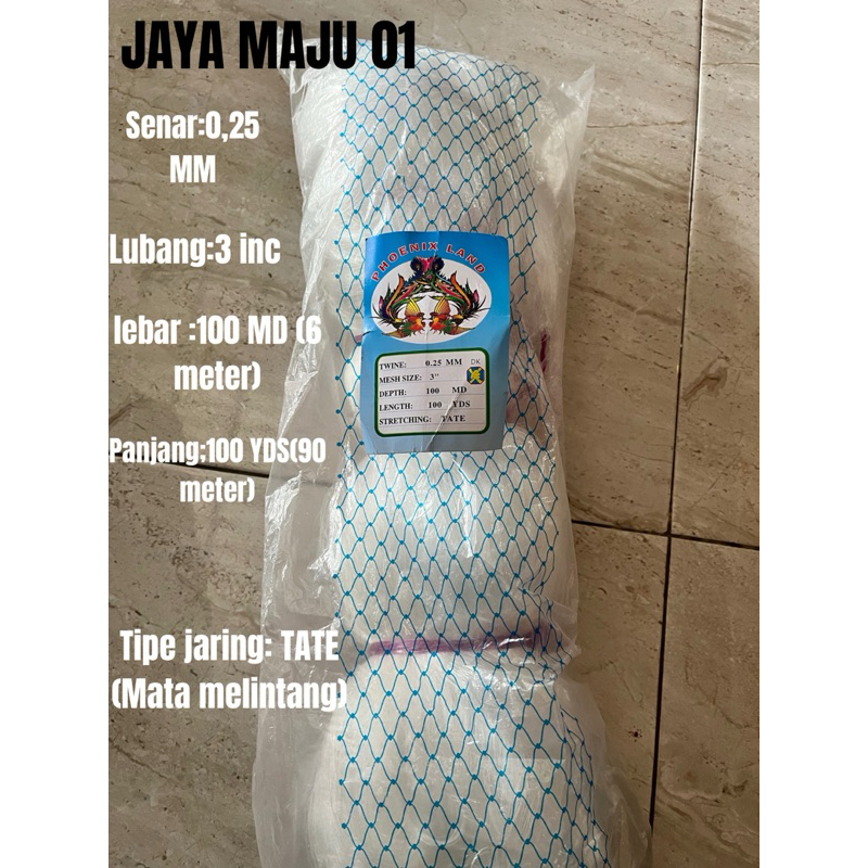 jaring ikan senar 0,25 ,lebar 3 inc ,100/100,TATE (Mata melintang)