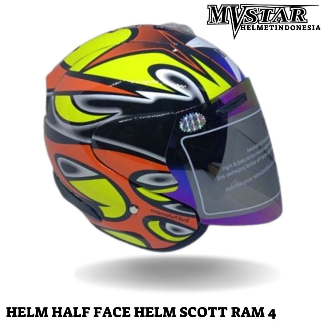 HELM HALF fACE HELM SCOTT RAM 4  + FREE STIKER DAN BUSA PART 1