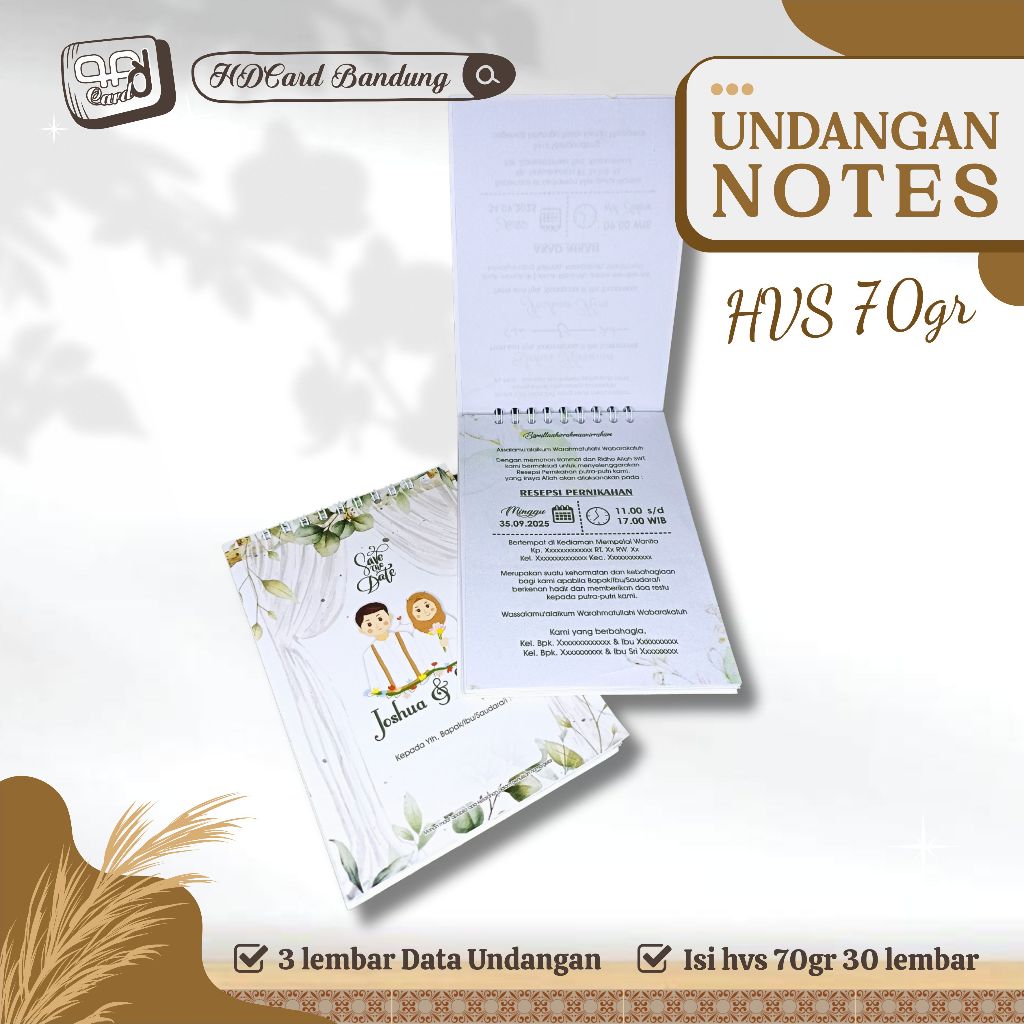 

Undangan Notes A6 tambahan HVS Notebook Undangan Custom Pernikahan Khitanan dll
