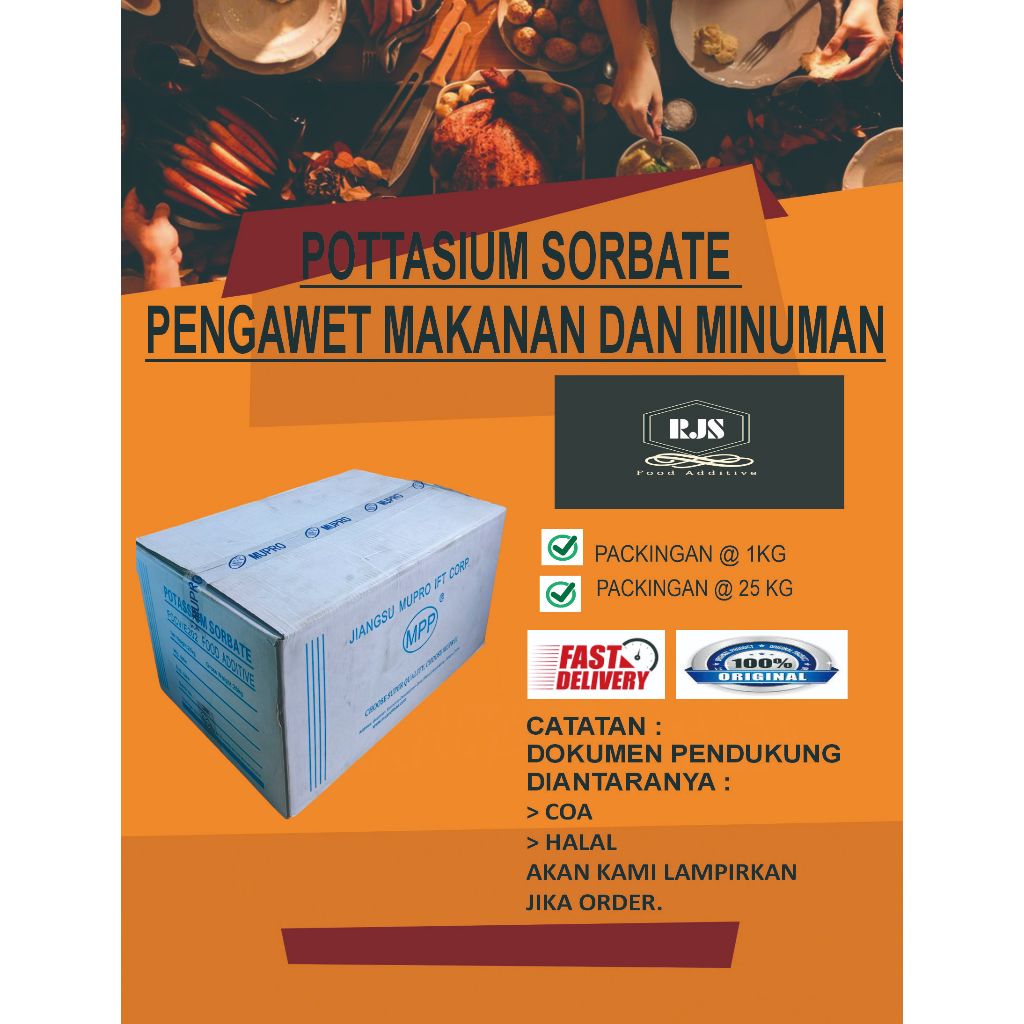 

SORBATE MUPRO/POTTASIUM SORBATE MUPRO/KALIUM SORBATE/PENGAWET MAKANAN DAN MINUMAN BERSERTIFIKAT HALAL PACKINGAN 1 KG DAN 25 KG