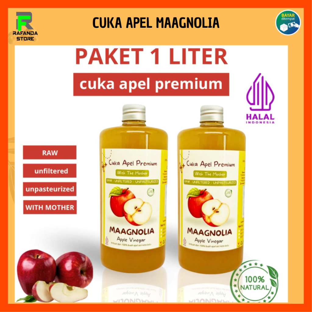 

PAKET BUNDLING (2PC 500ml) Cuka Apel Premium Premium With Mother Organik Maagnolia 1L