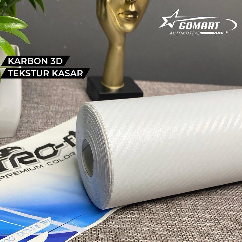 skotlet motor karbon putih doff 3D sticker scotlite karbon 3D tekstur kasar
