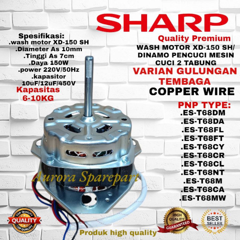 Dinamo wash/Dinamo pencuci Varian Tembaga 150W mesin cuci sharp 2 Tabung kapasitas 7-10KG