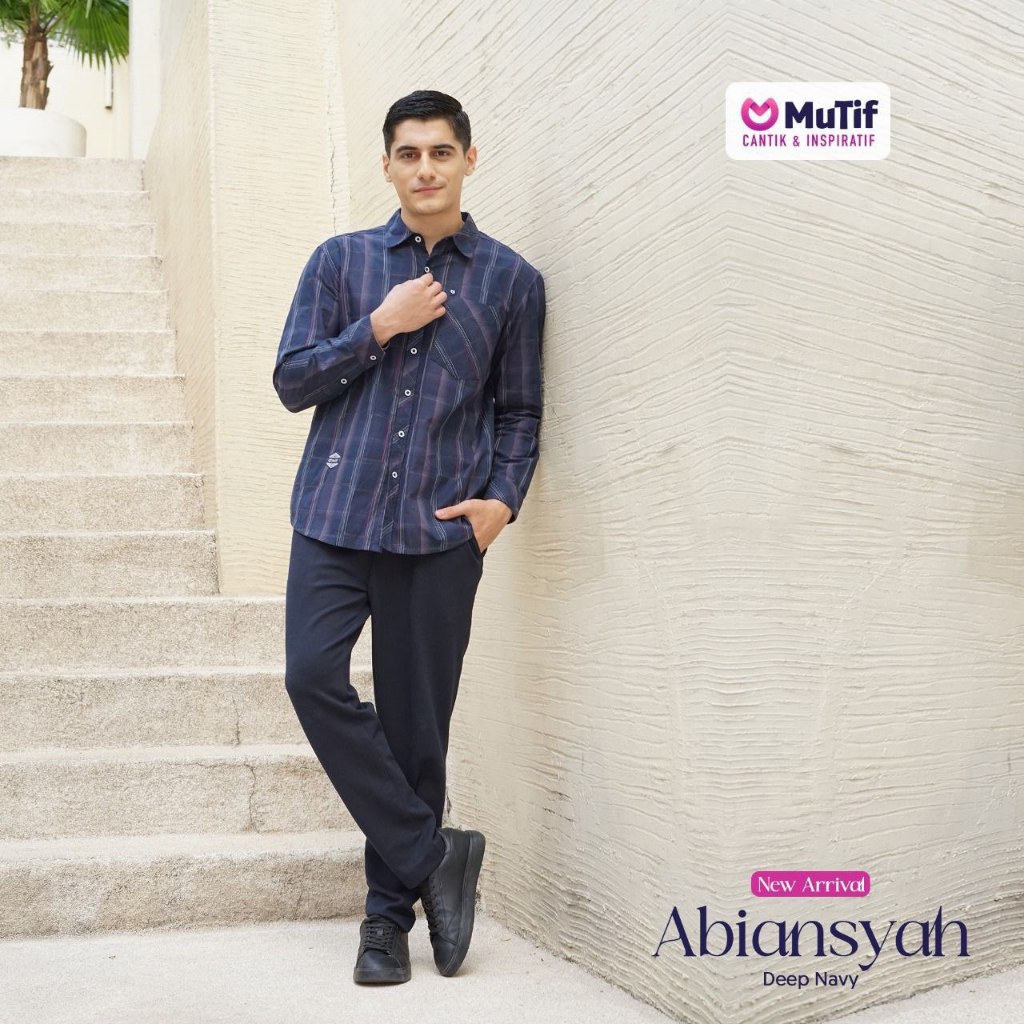 MUTIF ABIANSYAH DEEP NAVY / KEMEJA DEWASA BRAND MUTIF LENGAN PANJANG / KOKO DEWASA / ATASAN DEWASA /