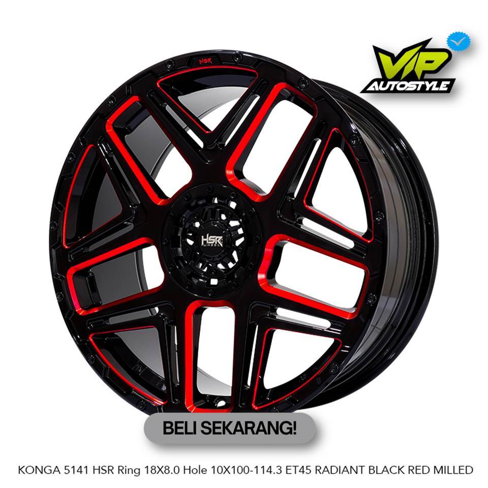 Velg Mobil Innova Zenix R18 Modifikasi Pelek Mobil Camry Dan Xpander Ring 18 HSR KONGA HITAM MERAH