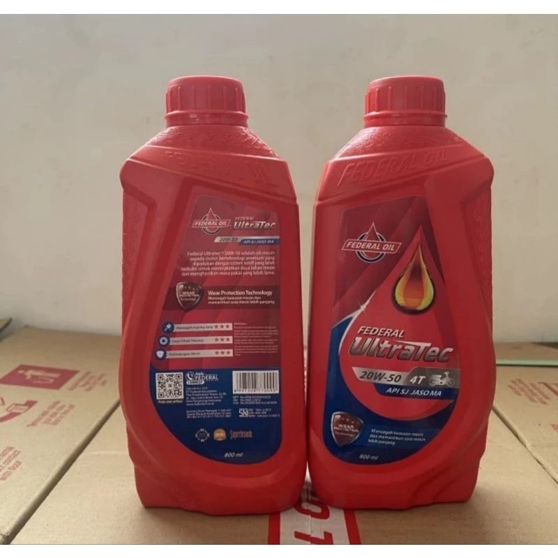 Oli Federal Oil Ultratec 800ML SAE 20W-50/Oli Mesin Motor Manual Semua Merk 110CC-125CC
