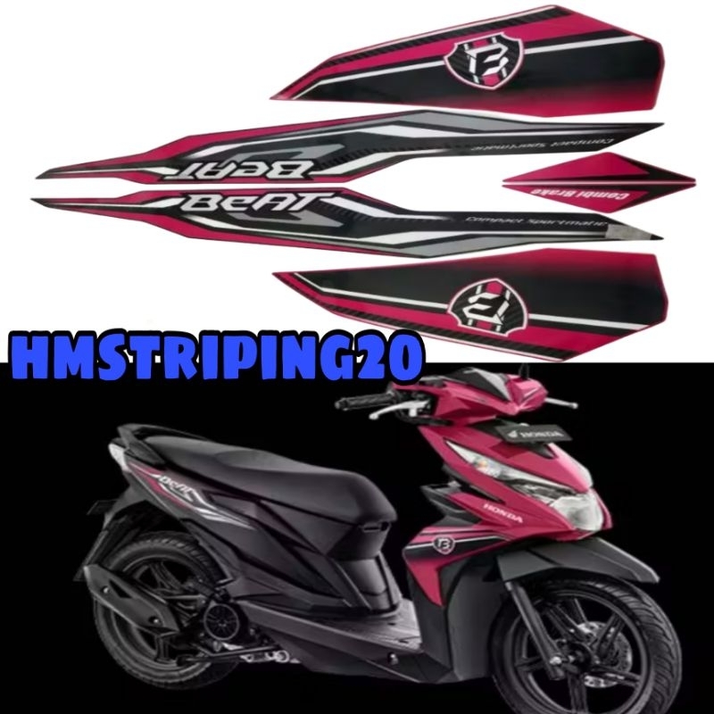 STRIPING STIKER LIS BODY HONDA BEAT TAHUN 2018 2019 ESP PINK MAGENTA ORIGINAL
