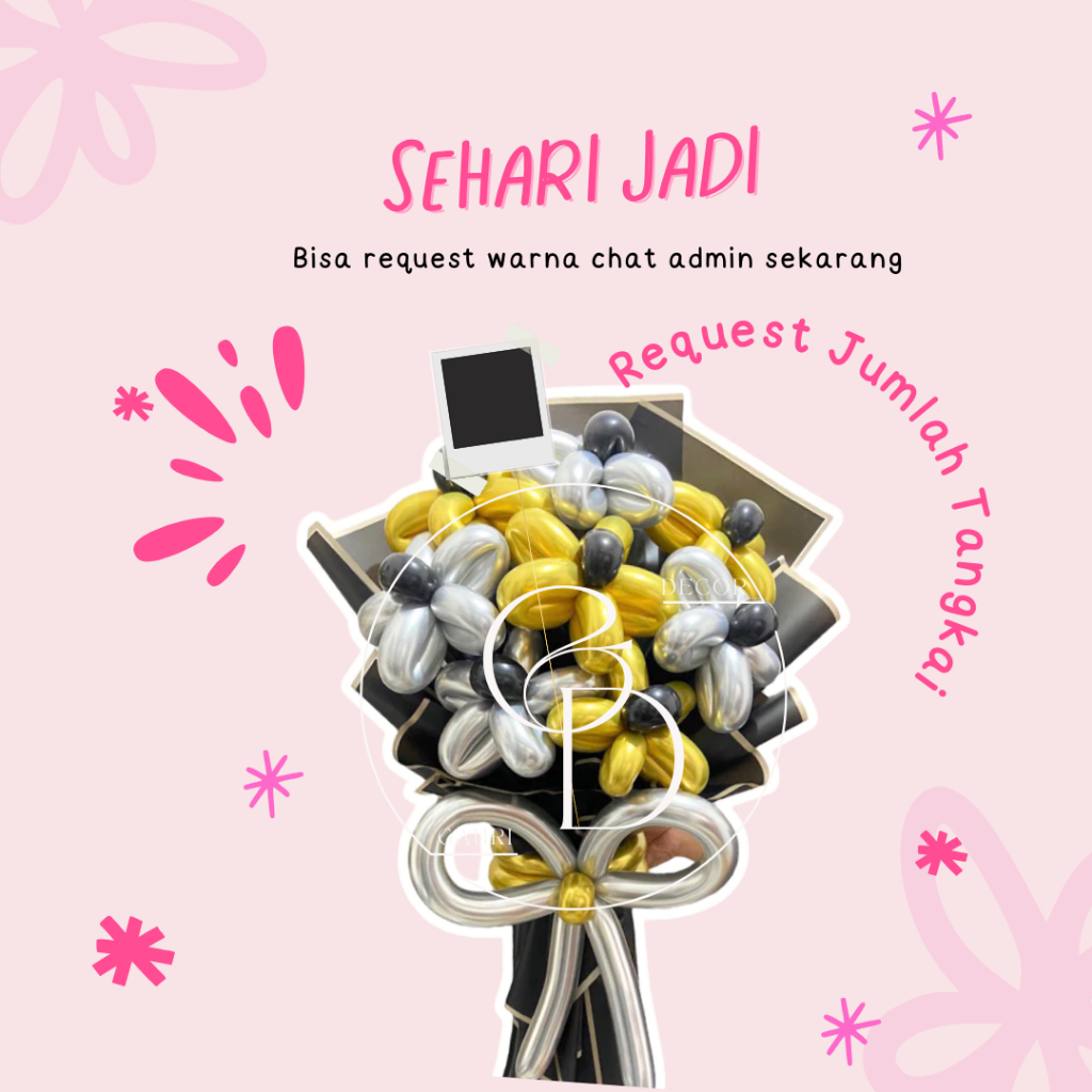 Doradoray_ Buket Balon Bunga Wrapping 10 Tangkai / Flower Buket Balon Viral / Kado Gift Wisuda