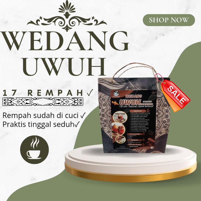 

Wedang uwuh komplit 17 rempah + Gulabatu (1 pack 10 pcs ) Minuman herbal khas Yogyakarta