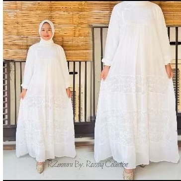 GAMIS PUTIH CERUTY FULL FURING