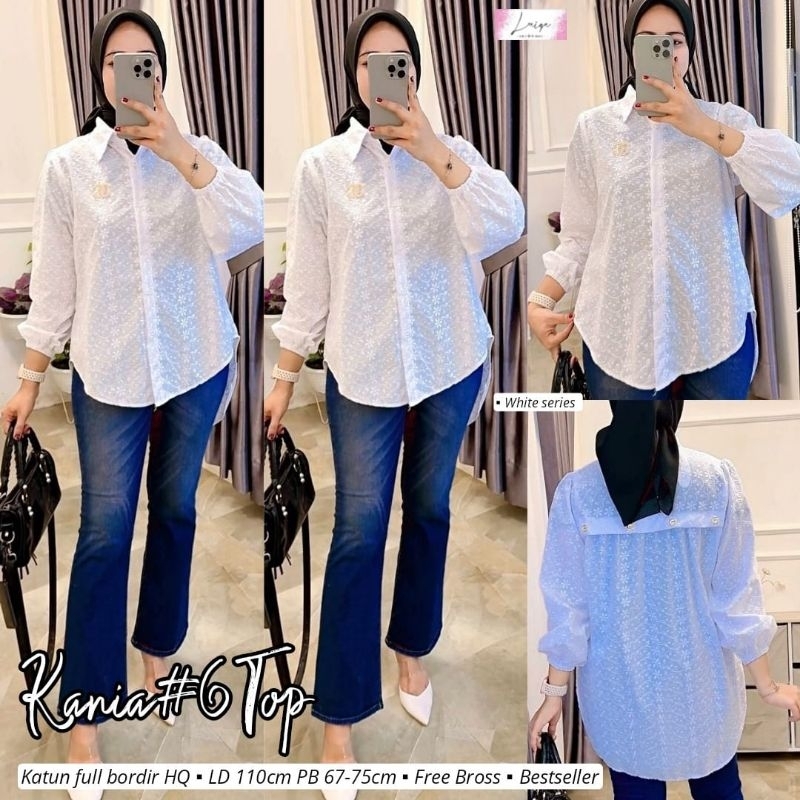Blouse Putih premium wanita terbaru Blus halus adem Kania by Laiqa