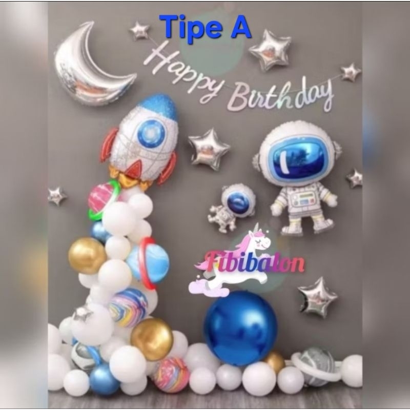 Paket Dekorasi Astronot/Dekorasi Astronot Marble/Dekorasi Ulang Tahun Anak