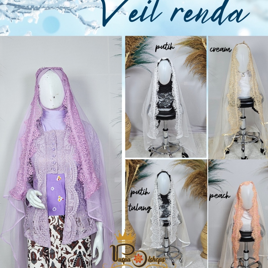 VEIL RENDA BROKAT TILE SILK VEIL HIJAB VEIL PENGANTIN VEIL IBU BESAN