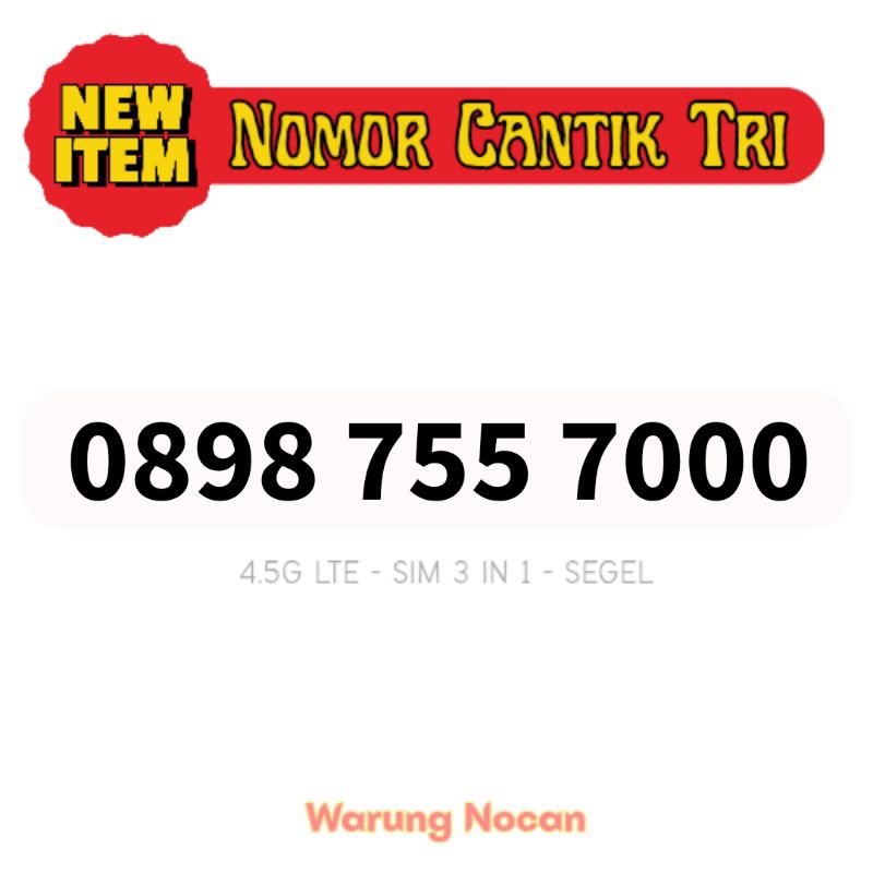 Nomor cantik tri three 3 11 digit 7000
