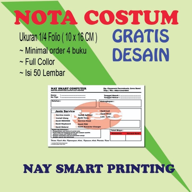 

Nota Costum 1/4 folio landscap full color