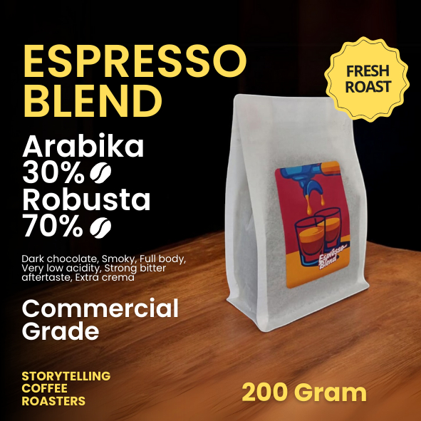 

Kopi Espresso Blend Arabika 30 Robusta 70 House Blend Medium 200 gram Cocok untuk Es Kopi Susu Latte