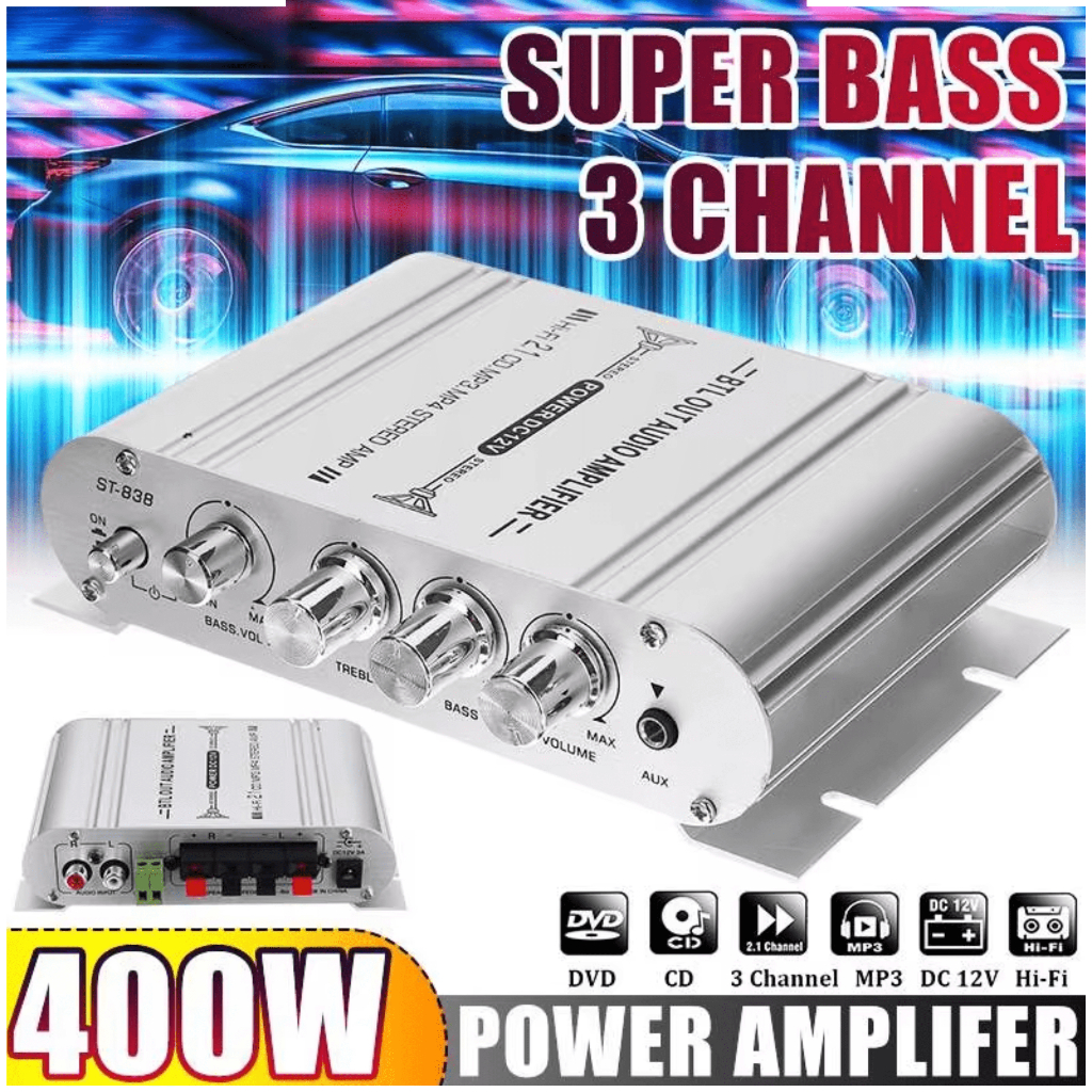 CLAITE Amplifier Ampli Mini Karaoke Rumahan Super Bass12 Volt HiFi Stereo