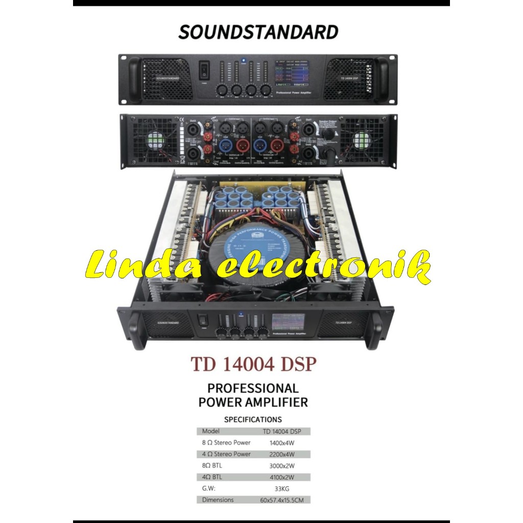 POWER AMPLIFIER SOUNDSTANDARD TD14004 DSP TD 14004 DSP 4CH 4X1400 WATT SOUNDSTANDAR