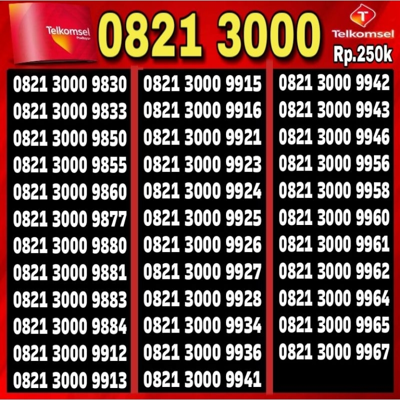 NOMOR CANTIK TELKOMSEL SIMPATI 4G LTE O821 3000
