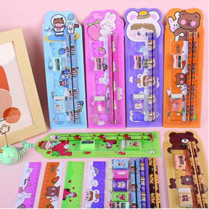 

Stationery Set 5 in 1 Alat Tulis Sekolah Anak Karakter Lucu