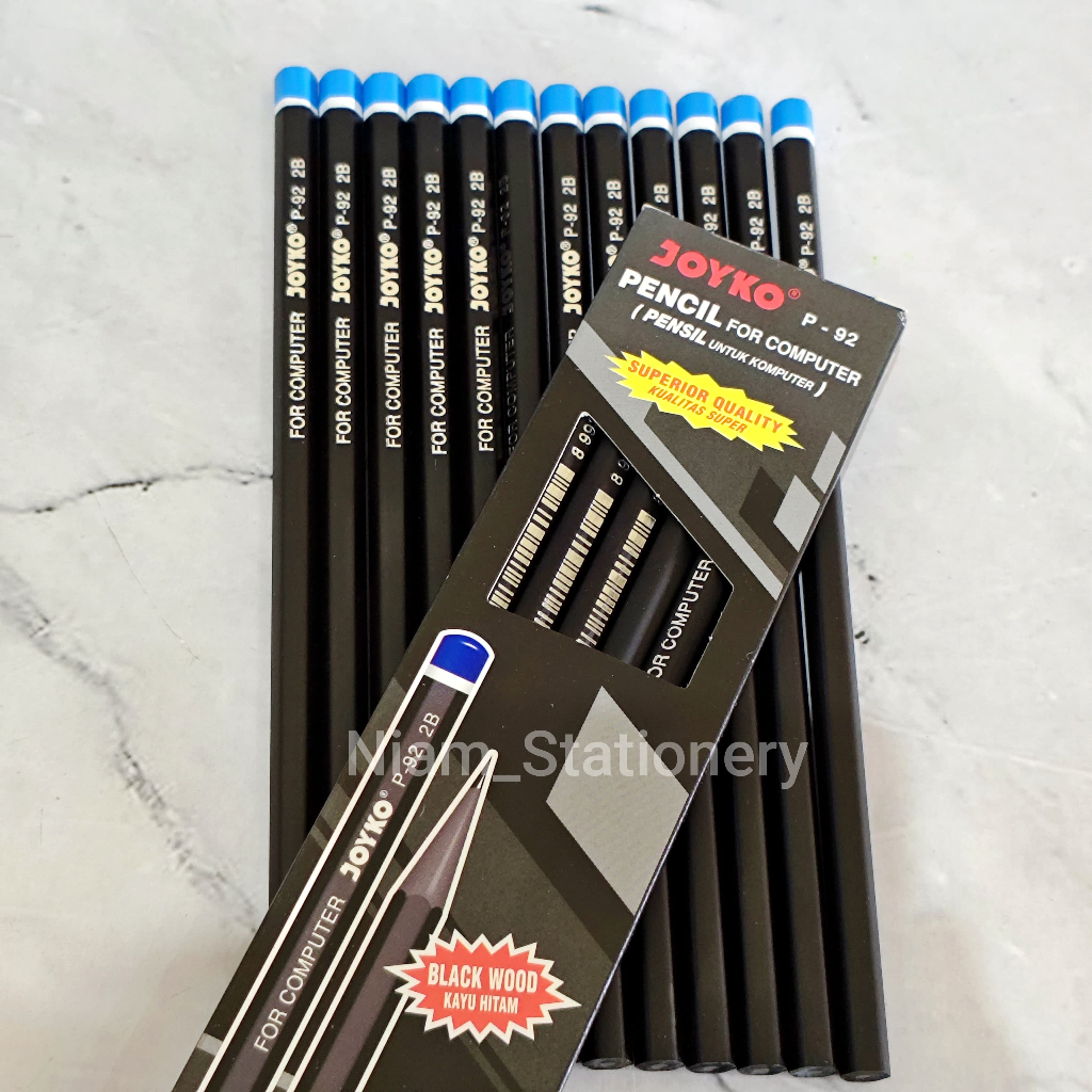 

Azka SELUSIN ( 12 PCS ) Pensil 2B Joyko Kayu Hitam P-92 Pensil 2B Joyko P92