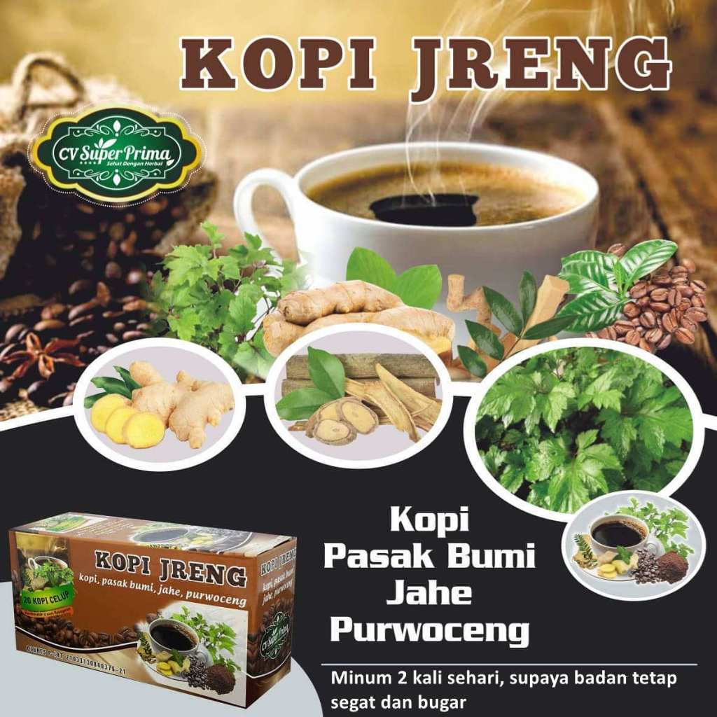

KOPI HITAM plus Pa-sak Bumi Jahe Purwoceng isi 20 Saset Celup