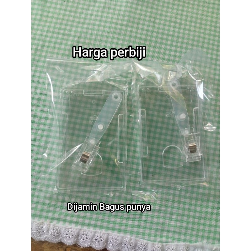 

Tempat Name Tag akrilik bening acrylic plus jepitan penjepit ID Card bening transparant terlaris