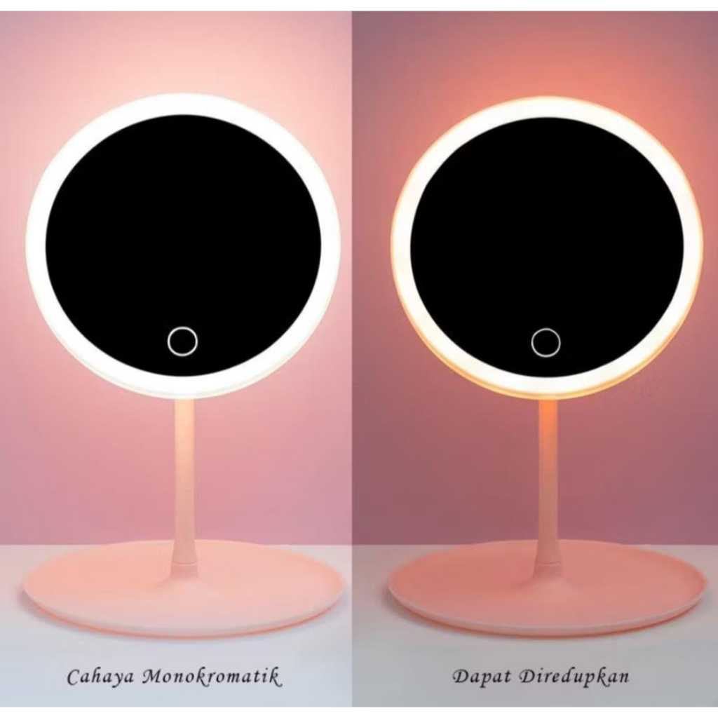 Cermin MakeUp Led Cermin Lampu Cermin Bulat Cermin Meja Lampu Led Bulat