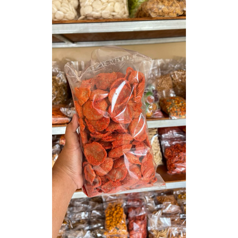 KRUPUK BASRENG PEDAS/BASRENG KERING/KRUPUK PEDAS/CEMILAN PEDAS/ANEKA SNACK