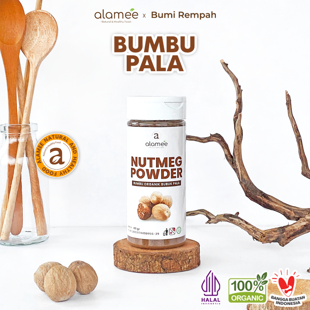 

ALAMEE Bumbu Dapur Pala Bubuk Nutmeg Seasoning Powder Rempah Murni Asli Tanpa Campuran Organik 80g