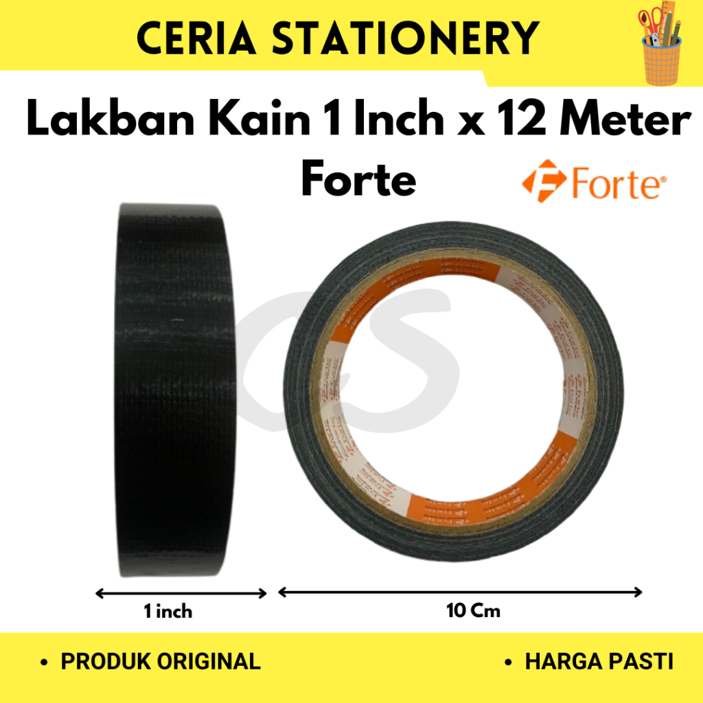 

Lakban Kain 1 Inch x 12 Meter Forte / Cloth Tape 1in