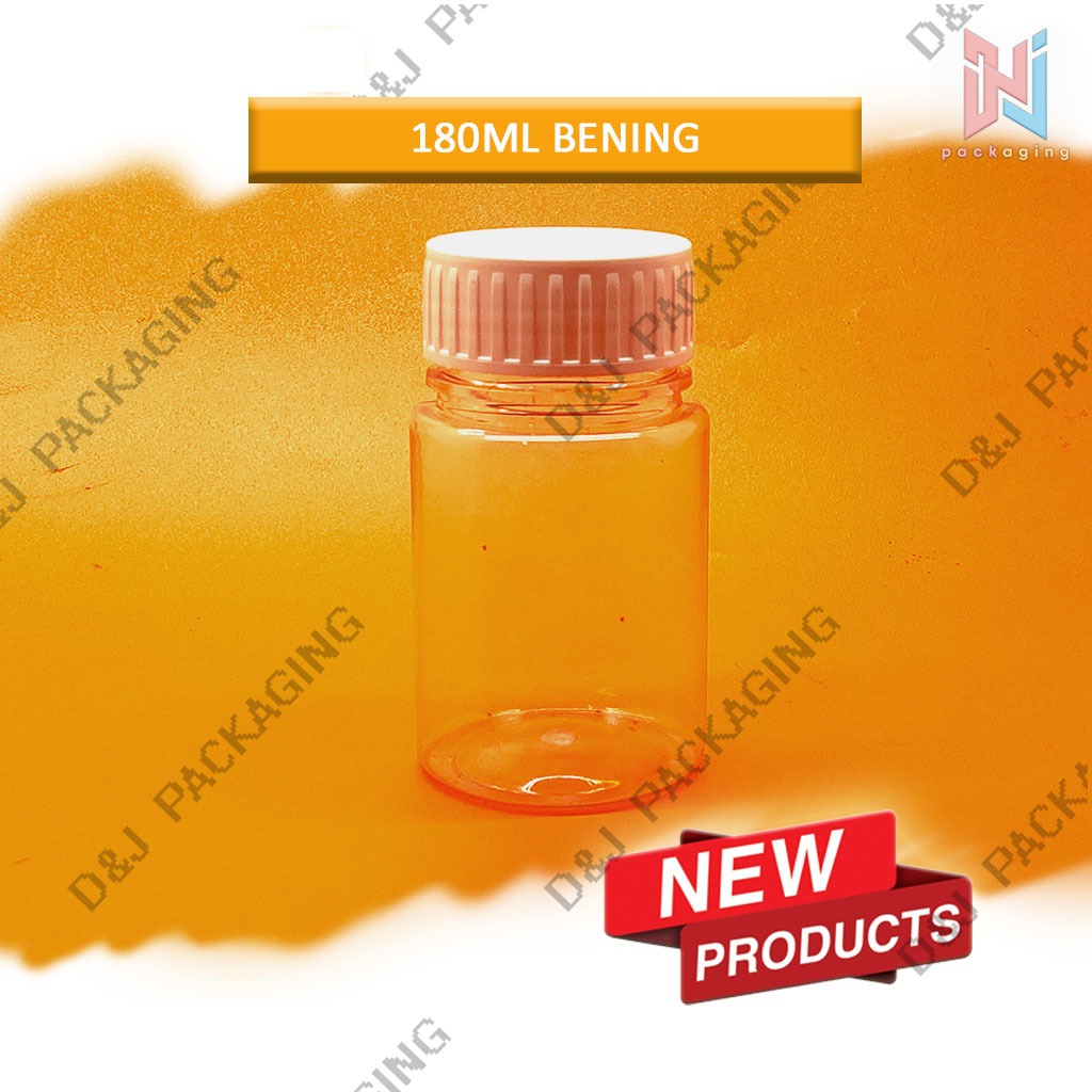 Botol Kapsul/Obat 180ML BeningTutup Putih