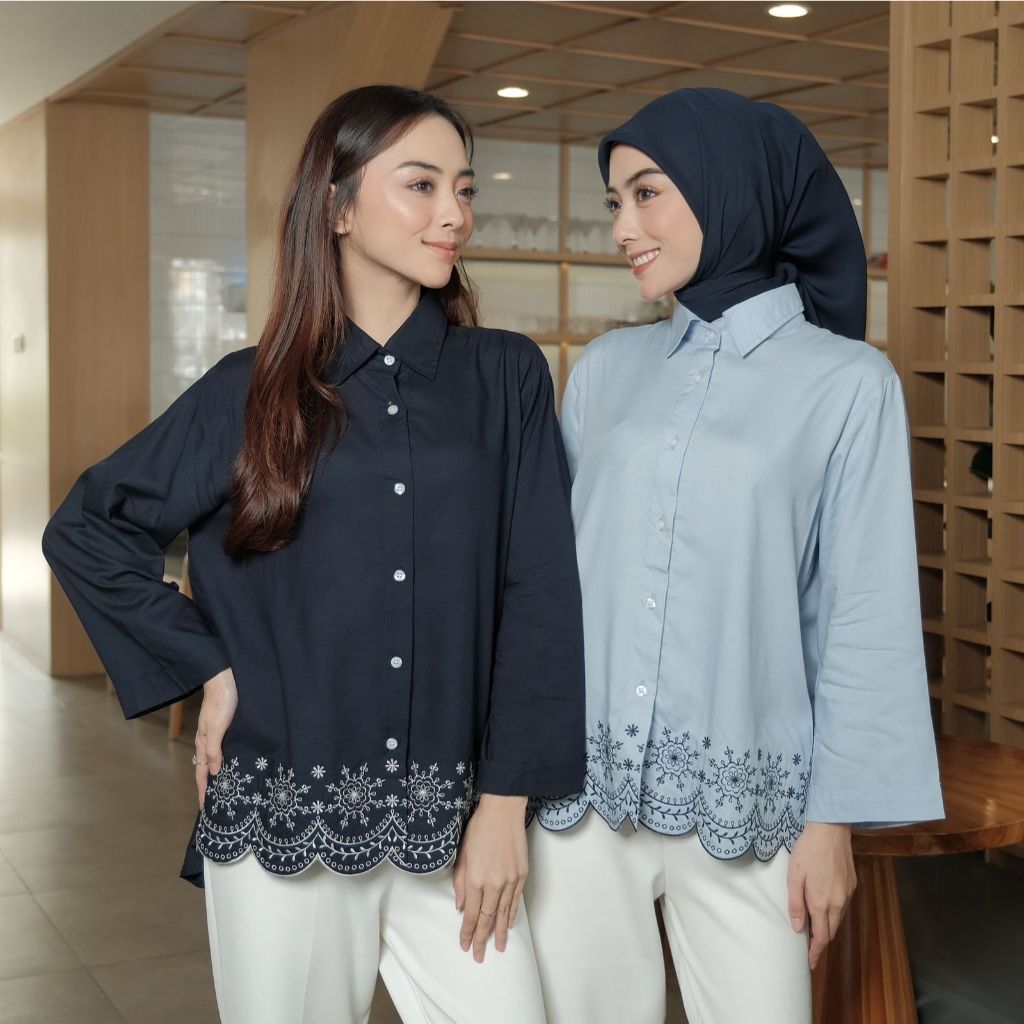 ARAMIS TOP - kemeja bordir - kemeja wanita bordir  - kemeja lengan panjang - kemeja adem - atasan wa